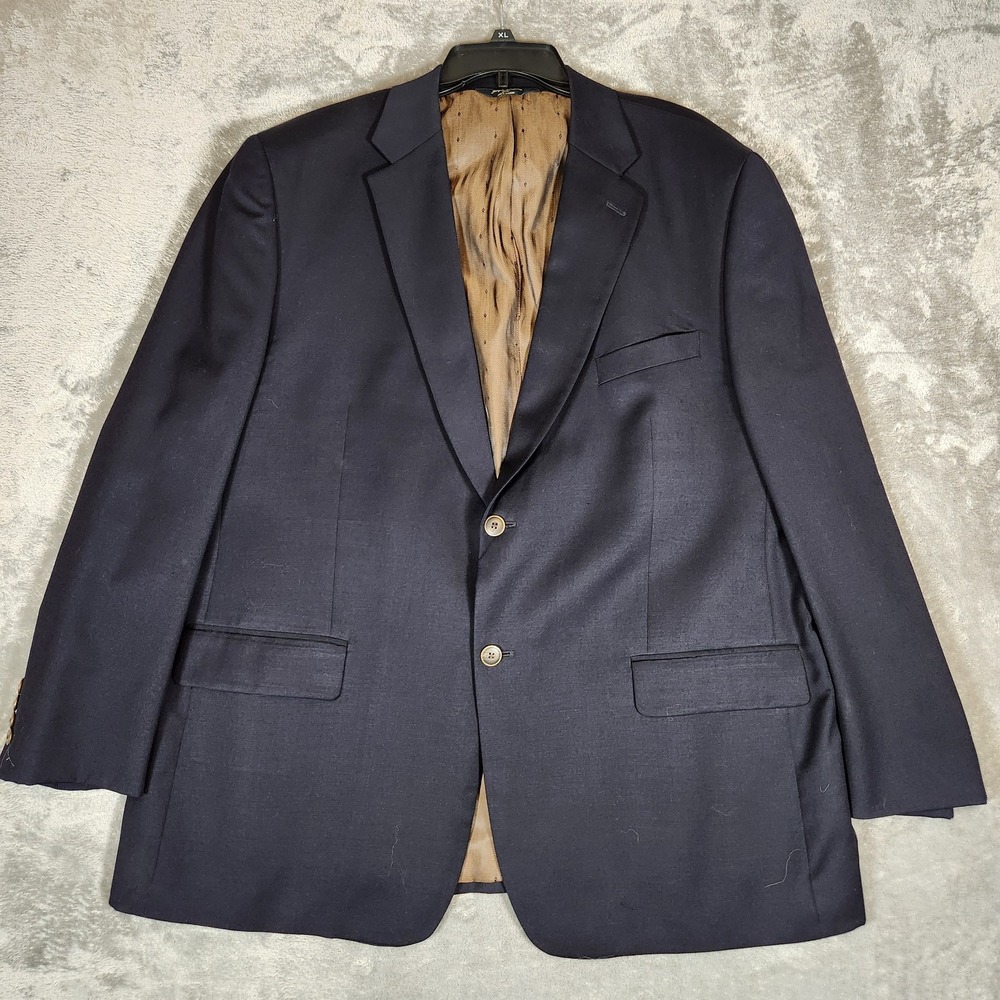 Joseph & Feiss Gold Blazer Men's 48R‎ Navy Blue Wool Coat